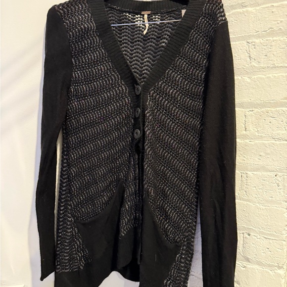 Free People Black and Gray Knit Cardigan - Picture 1 of 5